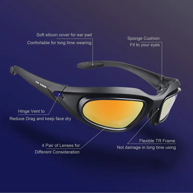 Motorcycle Cycling Glasses With Interchangeable Lens Motorcycle Cycling Glasses With Interchangeable Lens