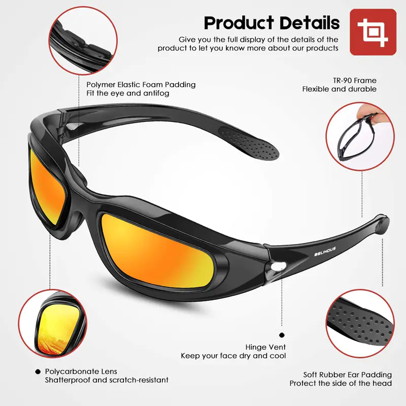 Motorcycle Cycling Glasses With Interchangeable Lens